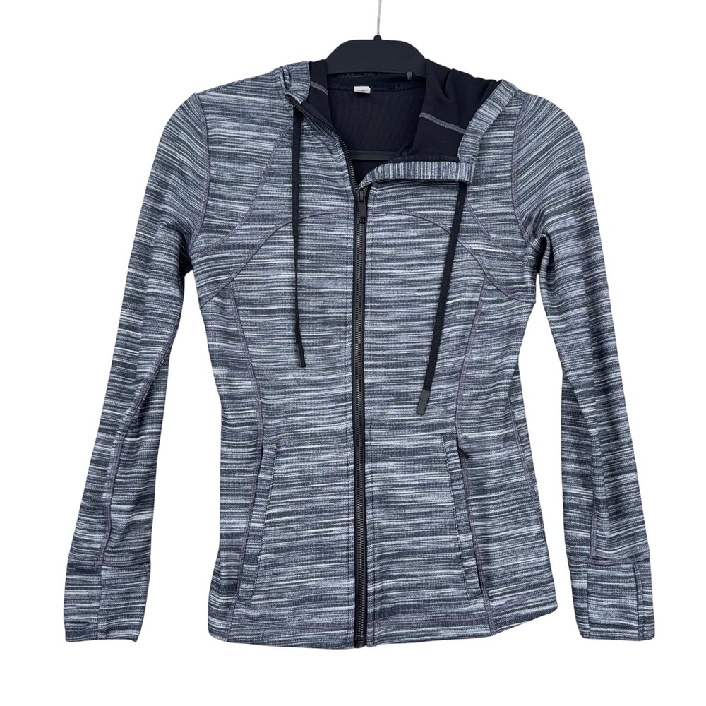 Lululemon Define Jacket Hooded Women Size 6 Luon Space Dye Gray Black Full Zip